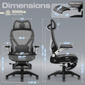 ELABEST X100 Ergonomic Office Chair with Footrest, Big and Tall Home Desk Chair with 5D Flip-Up Arms, Adjustable 3D Lumbar Support,High Back Rolling Computer Chair, Swivel Mesh Chairs (Midnight Mist)