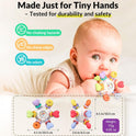 Baby Montessori Rattle & Teething Toys - Safe, Multi-Functional BPA-Free Silicone Sensory Learning Teether Baby Toys for Infant 0-12 Months Teething Relief & Fun Play Perfect Baby Gift for Boys Girls