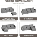 Homall 119" Modular Sectional Sofa, L Shaped Sofa Couch with Reversible Ottoman, DIY Combination Chenille Deep 3-Seat Cloud Couch for Living Room, Apartment (Light Grey, L Shaped Sofa)