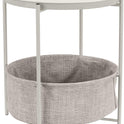 Storage End Table, Side Table with Cloth Basket, White/Heather Gray, 17.7"L x 17.7"W x 18.9"H