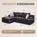 Hobestluk 96“ Modular Sectional Sofa Couches L-Shape Couch 3 Seat Modular Sofa Memory Foam Sectional Couches for Living Room, Cloud Couch with Oversized Chaise (Grey, Stripe (Left Facing Chaise))