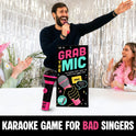 Lucky Egg Official Grab The Mic – Family Karaoke Board Game w/Foam Mic, 8+ Ages, 2-10 Players - Games for Bad Singers w/ 240 Lyrics (120 Cards) (First Edition)
