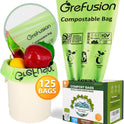 GreFusion Compostable Bags for Kitchen Compost Bin, 1.2 Gallon, 125 Count, Certified by BPI and ASTM, Leakproof and Odor Control