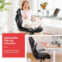 GTRACING Office Computer Gaming Chair Ergonomic Desk Chair for Adults with Lumbar Support Flip-Up Arms Adjustable Height Swivel Wheels PU Leather Executive Design for Short People Use, Gray
