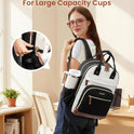 LOVEVOOK Backpack for Women, Fits 15.6 Inch Laptop Bag, School Backpacks, Fashion Travel Work Anti-theft Bag, Business Computer Waterproof College Backpack Purse, Beige-Black-Brown
