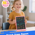 TEKFUN LCD Writing Tablet for Kids, 10-inch Coloring Drawing Pad, Mess Free Doodle Board, Gifts for Girls and Toddlers, Toys for 3 4 5 6 7 8 Year Old Boys (Pink)