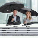 SIEPASA Compact Travel Umbrella - Windproof Auto Open/Close, Small Folding Umbrella for Rain - Lightweight & Durable with Fiberglass Frame, Waterproof Canopy - Fits Backpack, Purse, Suitcase. (Black)