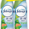 Febreze Air Mist Air Freshener Spray, Odor-Fighting Room Spray, Air Fresheners for Home and Bathroom and Kitchen, Aerosol Can, Gain Original Scent, 8.8oz, 2 Count