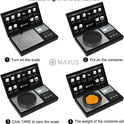 MAXUS Digital Pocket Gram Scale 500g x 0.01g High Precision with Tray, Weighs Small Food, Jewelry, Ounces, Grains, LCD Display, Tare Function