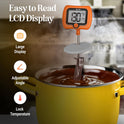 Digital Candy Thermometer with Pot Clip, 10" Long Stainless Steel Probe, Instant Read Kitchen Thermometer for Cooking, Baking, and Candy Making