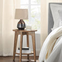 VASAGLE MAEZO Collection - Side Table, 2-Tier Small Round End Table, Nightstand with Tapered Legs, Curved Transitions, for Small Spaces, Living Room, Bedroom, Rustic Walnut ULET283T41