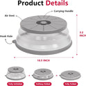 WVM Microwave Splatter Cover Vented for Food with Hook Hole, Splatter Guard & Colander Kitchen Gadget for Food, Meal Prep, Grey