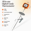Digital Candy Thermometer with Pot Clip, 10" Long Stainless Steel Probe, Instant Read Kitchen Thermometer for Cooking, Baking, and Candy Making