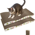 Cat Scratching Board, Corrugate Cat Scratcher for Indoor Cats with Catnip, Cat Scratch Pad with Premium Scratch Textures Design, Cardboard Cat Scratcher with Double-Sided Usability (Pack of 2)