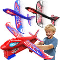 Cool Airplane Launcher Toy with Glowing Eyes & Web-Pattern Wings,2 Flight Modes Outdoor Games for Kids,Boys Toys Age 3-12,Birthday Gifts for 3 4 5 6 7 8 9 10 11 12 Year Old,Kids Gift(Red&Blue&Black)