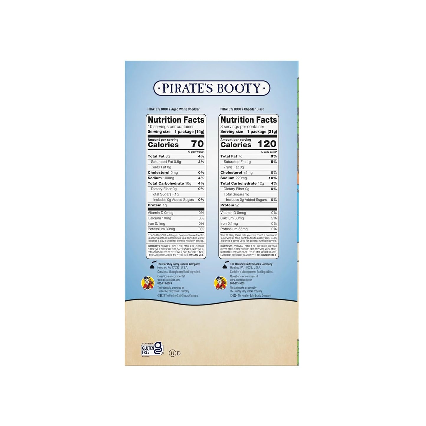 Pirate's Booty Aged White Cheddar and Cheddar Blast Cheese Puffs Variety Pack, Gluten-Free, Kids Snacks, 0.5oz and 0.75oz (18ct)
