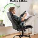 Marsail Executive Office Chair with Flip-up Armrests,PU Leather Ergonomic Desk Chair Height-Adjustable Swivel Rolling Computer Desk Chair,Black
