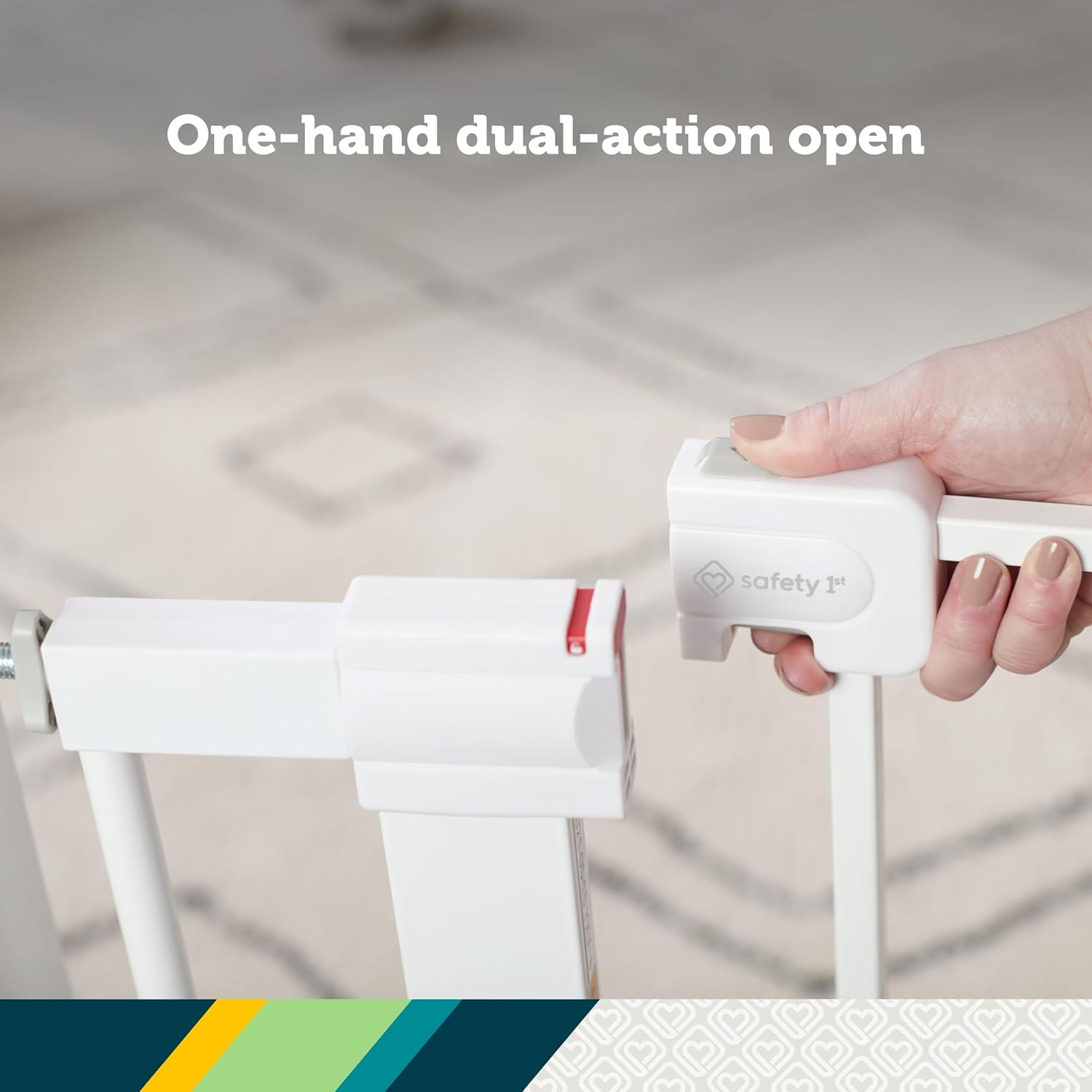 white safety gate handle
