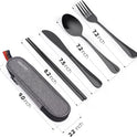 Travel Utensils with Case, Quatish Portable Silverware Set for Work, Stainless Steel Reusable Travel Cutlery Set, Fork and Spoon Set for Camping, Picnic, Gadgets, Lunch Box for Men, Black