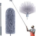 Cobweb Duster with Extension Pole, Spider Web Brush & Ceiling Cleaning Kit, 100" Microfiber Feather Duster Cleaner with Washable Head for Ceiling Fan, Furniture, Home
