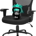 BestOffice Big and Tall Office Chair 500lbs Desk Chair Mesh Computer Chair with Lumbar Support Wide Seat High Back Task Executive Ergonomic Chair for Home Office (Black)