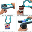 Otstar Jar Opener Bottle Opener and Can Opener for Weak hands, Seniors with Arthritis and Anyone with Low Strength, Mutil Jar Opener Get Lids Off Easily (Blue and Grey)