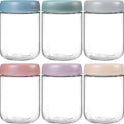 NETANY 6-pack 16 oz Overnight Oats Containers with Lids, Glass jars with Airtight Lids, Wide mouth Mason Salad jars, Glass Food Storage Containers for Snacks Yogurt Spice Sugar