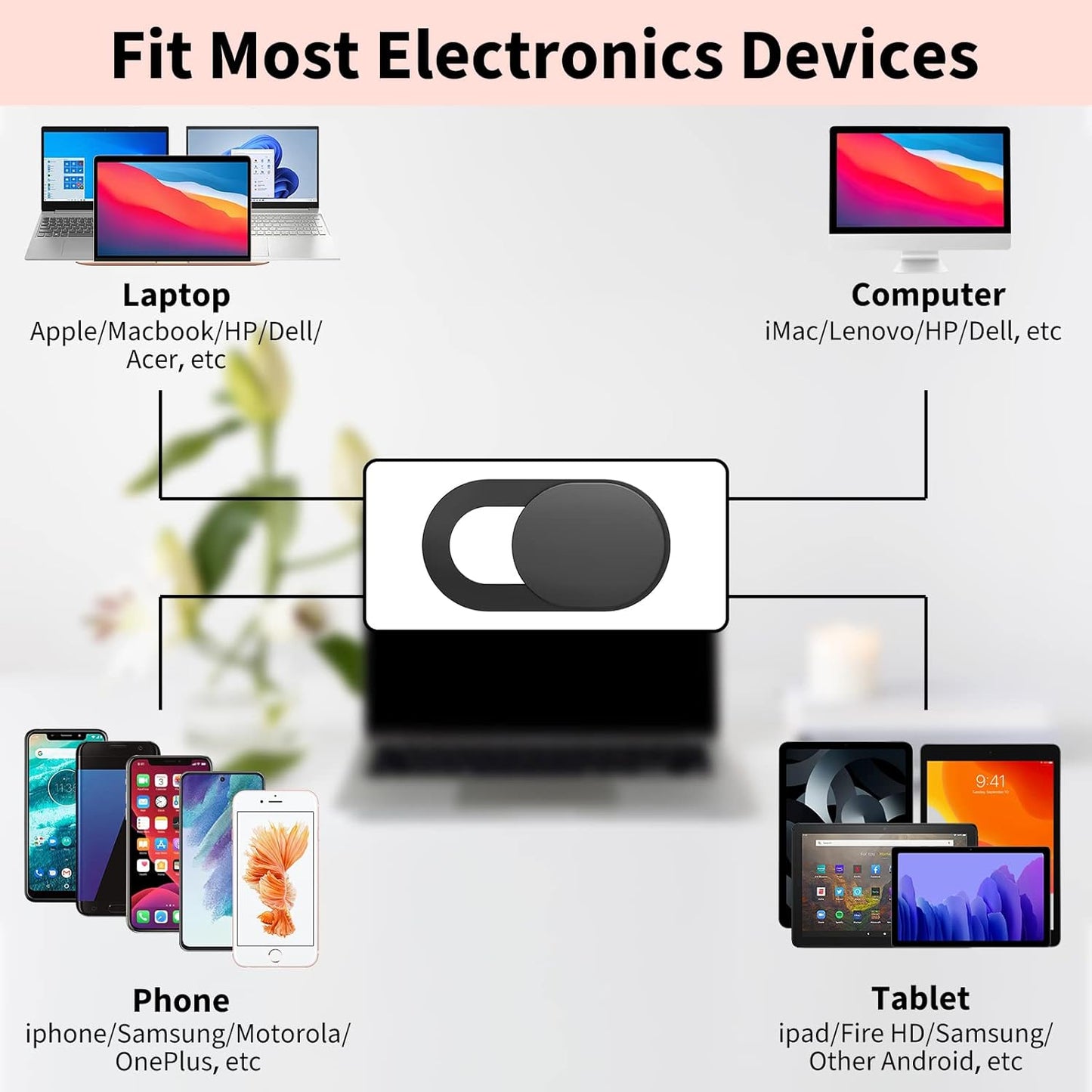 Webcam Cover (3 Pack), 0.03 inch Ultra Thin Laptop Camera Cover Slide for iPhone iPad MacBook Pro Computer iMac Cell Phone PC Accessories Camera Blocker Slider, Great for Privacy - Black