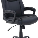 Puresoft PU Padded Mid-Back Height Adjustable Office Computer Desk Chair with Armrest, 26"D x 23.75"W x 42"H, Black
