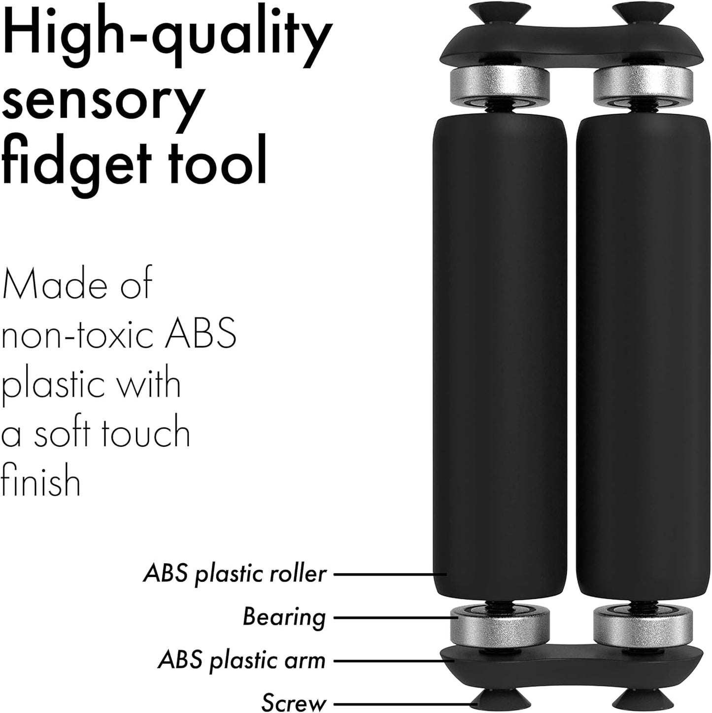 ONO Roller - Handheld Fidget Toy for Adults | Help Relieve Stress, Anxiety, Tension | Promotes Focus, Clarity | Compact, Portable Design (Junior Size/ABS Plastic, Black)