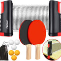 FBSPORT Ping Pong Paddle Set, Portable Table Tennis Set with Retractable Net,Rackets,Balls and Carry Bag for Indoor/Outdoor Games