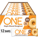 ONE Protein Bars, Maple Glazed Doughnut, Gluten Free with 20g Protein and 1g Sugar, Pantry Staples, 2.12 oz (12 Count)