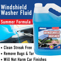 ABRO Windshield Washer Fluid Ready to Use Formula - 1 Gallon, Pre-Mixed, Streak-Free Cleanliness, 2-In-1 Removes Bugs & Tar