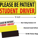 JUSTTOP 3pcs Student Driver Magnet for Car, Please Be Patient Student Driver, New Drivers Sticker Safety Warning, Magnetic Reflective Rookie Driver Bumper Sticker (Black&Red)