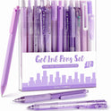 Four Candies Lavender Series Gel Pens, Black & Purple Ink Writing Pens with 0.5 mm Smooth Fine Point, School Office Stationery Supplies Desk Accessories Stocking Stuffers Gifts for Women, Set of 12