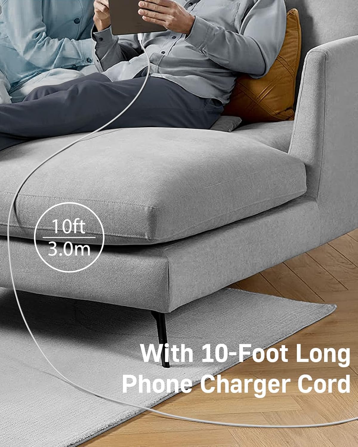 i Phone Charger 10Ft Fast Charging, MFi-Certified, 20W PD Block with 10Ft Cable, Type C Travel Plug & Ligt ning Cord for i Phone 14/13/12/11, i Pad & More [2 Pack]