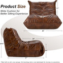Hobestluk Giant Bean Bag Chair Lazy Floor Sofa, Memory Foam Fireside Sofa for Adults, Big Beanbag Faux Leather Armless Chair for Living Room Bedroom Dorm Office (Brown, Single)