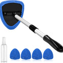 AstroAI Windshield Cleaner Tool, Car Interior Detailing Cleaning Kit with Extendable Handle and 4 Upgraded High-Density Reusable Microfiber Pads, Auto Glass Wiper Brush Kit for Cars, Blue, 15.9in-21in