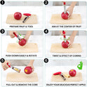 SCHVUBENR Premium Apple Corer Tool - Easy to Use and Clean - Sturdy Apple Core Remover with Sharp Serrated Blades - Stainless Steel Corers for Apple and Pear - Core Fruits with Ease(Red)
