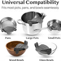 Kitchen Gizmo Snap N' Strain - Silicone Pasta Strainer Clip-On for Pots and Pans - Heat Resistant Colander for Vegetables and Noodles - Kitchen Gadgets for Cooking - Space-Saving Design - Gray