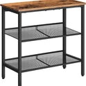HOOBRO End Table, 3-Tier Narrow Side Table, Nightstand with 2 Flat or Slant Adjustable Shelves for Small Spaces, Hallway, Living Room, Bedroom, Sturdy, Easy Assembly, Rustic Brown and Black BF23BZ01G1