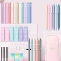 Four Candies 39 PCS Aesthetic School Supplies with Cute Pen Case, 12 Pastel Highlighters, 5 Black Ink Gel Pens, 6 Mechanical Pencils Set for Students Stationary College Essentials (Pink)