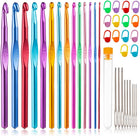 Vodiye 14 Sizes Crochet Hooks Set 2.0–10.0mm, Colorful Metal Crochet Needles, Ergonomic for Comfortable Crocheting