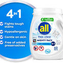 All Mighty Pacs Laundry Detergent, Free Clear for Sensitive Skin, Tub, 60 Count
