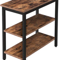HOOBRO End Table, Simple Rustic Side Table with 3-Tier Storage Shelf, Narrow Nightstand for Small Spaces, for Living Room, Bedroom,Easy Assembly, Industrial Design, Rustic Brown and Black BF14BZ01