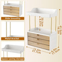 3 Drawers Makeup Organizer - 5 Tier Bathroom Counter Organizers and Storage, Versatile Perfume Vanity Organizer, Ideal for Cosmetic, Large Skincare, Face Mask, Office Supplies, Amber