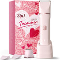 Bikini Trimmer for Women - Painless Electric Razors for Silk Skin,Cordless Body Shaver for Trip,Replaceable Lady Facial Razor, IPX7 Waterproof&Easy Cleaning, Ceramic Blade, USB Charge Dock Pink