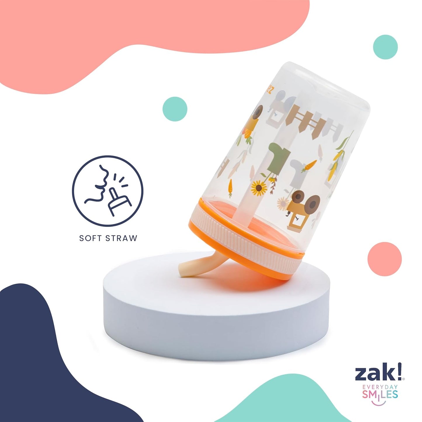 Zak Designs Kelso Toddler Cups For Travel or At Home, 15oz 2-Pack Durable Plastic Sippy Cups With Leak-Proof Design is Perfect For Kids (DinoRoar, Zaksaurus)