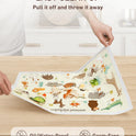Babebay Disposable Stick-on Placemats 40 Pack for Baby & Kids & Toddler, Sticky Placemats Restaurant Table Mats 12" x 18" (Animal Alphabet)