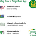 2.6 Gallon Compostable Food Scrap Bags by BioBag, 100 Count, BPI Certified, Meets ASTM D6400 Standards, Made in USA, Kitchen Counter Bin Liners